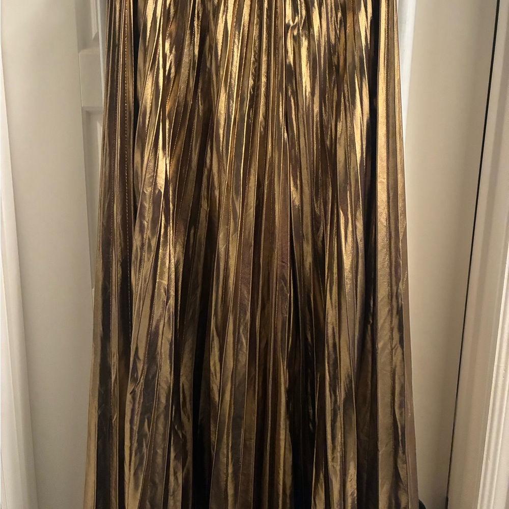 Dressed in LALA Metallic Gold Maxi Skirt